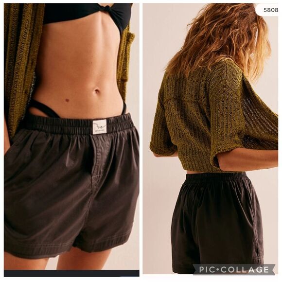 We the Free day to day solid boxer shorts washed black large - Picture 1 of 5